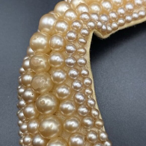Vintage Glentex Ivory Pearl Beaded Collar 1950's 1960’s Japan Handmade LOOK READ - Picture 11 of 14